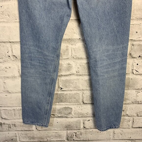 Agolde High Rise Distressed Light Wash Button Fly Straight Leg Ankle Jeans - Picture 7 of 11